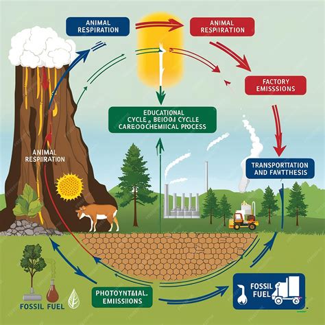 schema: CO2 kompensavimo mechanizmų veikimas