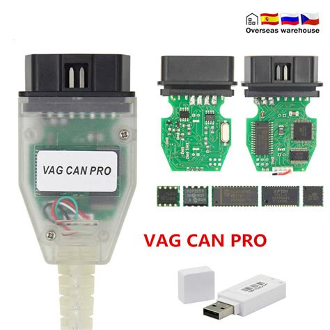 Schematinis „Vag Can Pro“ prijungimo ir programavimo proceso pavaizdavimas.