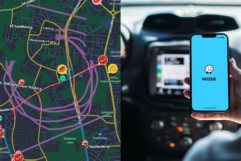 Eismo informacijos Waze programėlėje pavyzdys