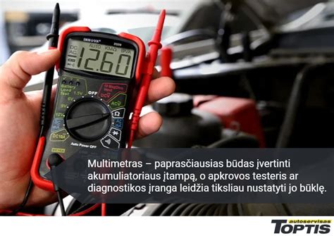 Akumuliatoriaus patikrinimas multimetru