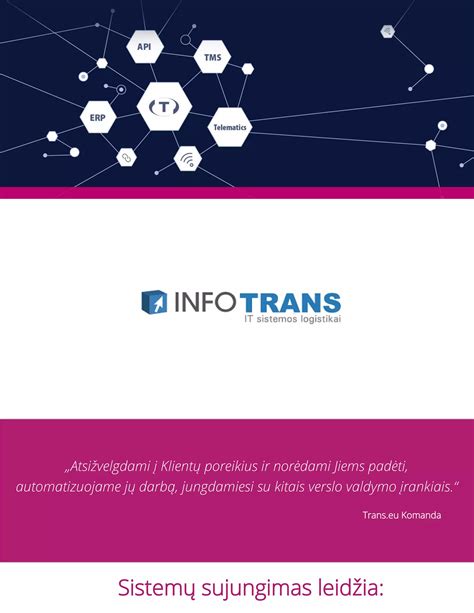 Infografika: InfoTrans sistemos modulių struktūra ir sąsajos