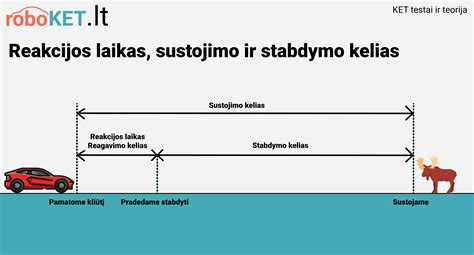 schema, rodanti vairuotojo reakcijos laiko pailgėjimą esant pašaliniams dirgikliams