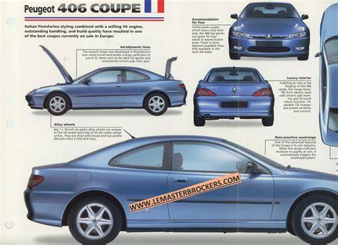 Diagram: Peugeot 406 Coupé Phase II - matmenų ir svorio balansavimas