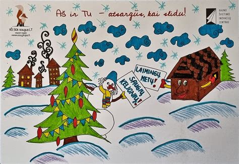 Vaikų piešiniai saugaus eismo tema