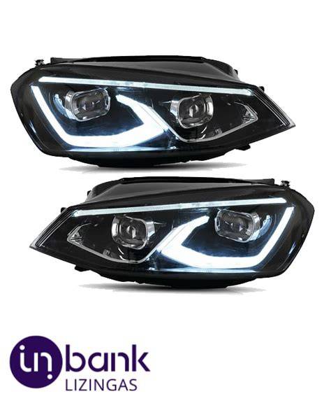 Priekinio ir galinio VW Golf žibintų asortimento infografika