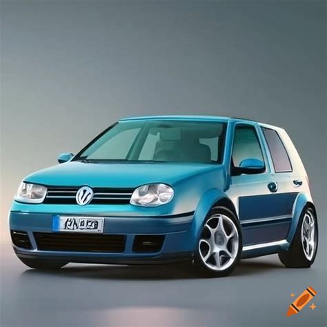 Volkswagen Golf Mk4 automobilio priekis su atidarytu variklio dangčiu