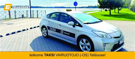 Taksi automobilis su ETRANSPORT ženklinimu