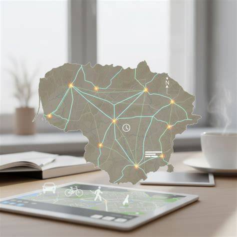 Mapa su miestų paslaugomis: navigacija, degalai, parkavimas