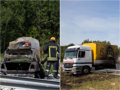Nuotrauka, vaizduojanti sudegusio automobilio liekanas avarijos vietoje