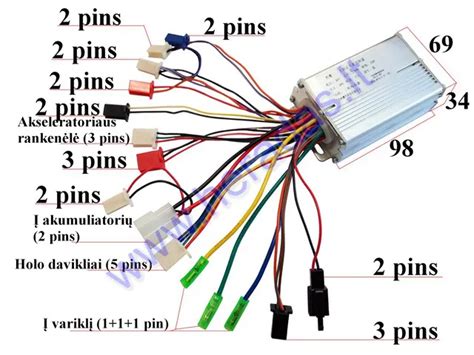 Schematinis elektrinio dviračio komponentų išdėstymas