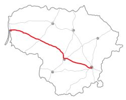 Žemėlapis: Lietuvos magistralinis kelias A1
