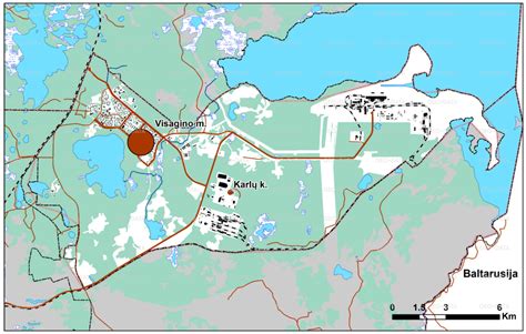Visagino savivaldybės žemėlapis su avarijų vietomis