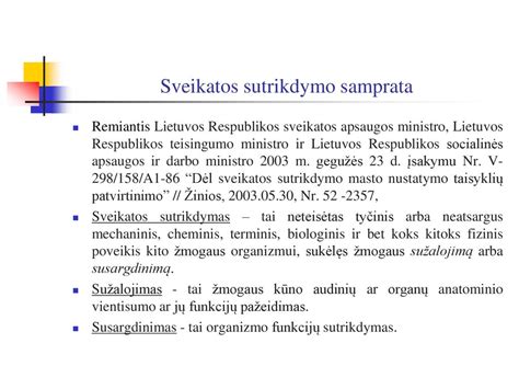 Sveikatos sutrikdymo masto nustatymo schema