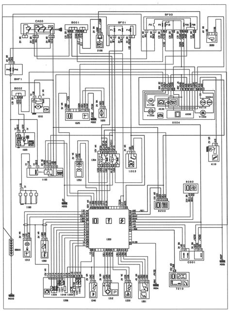 Peugeot 406 variklio skyriaus schema, parodanti greičio daviklio vietą