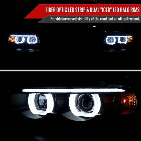 BMW E38 projector headlights with dual halo rings image