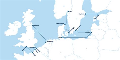 Infografika: DFDS keltų maršrutų žemėlapis Europoje