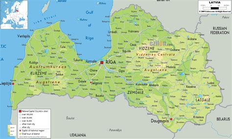 Žemėlapis: Latvijos ir Baltijos regiono išdėstymas