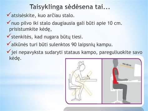 Taisyklinga sėdėsena prie biuro stalo (infografika)
