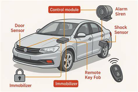 Signalizacijos blokų išdėstymas automobilyje