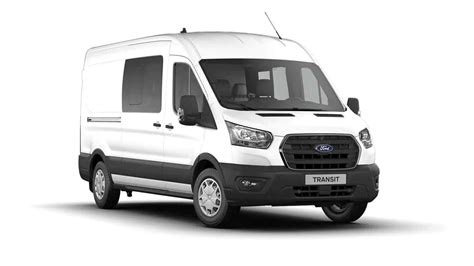 Ford Transit modelių gamos apžvalga su skirtingais kėbulo tipais (furgonas, mikroautobusas, važiuoklė)