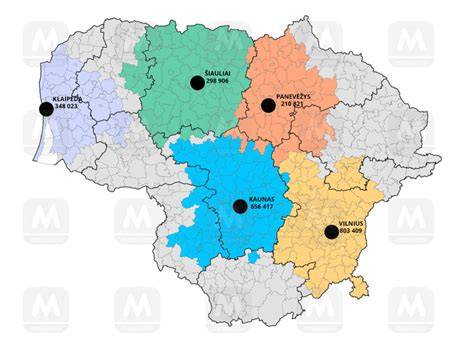 Mapa: Lankstiniai pasiūlymų regionai Lietuvoje ir kaimyninėse šalyse
