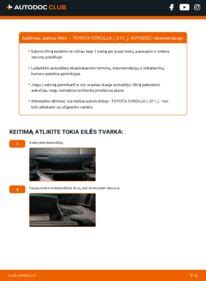 Toyota Corolla atbulinės eigos lemputės keitimo schema
