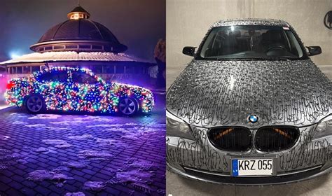 Šventiškai papuoštas BMW E60 automobilis