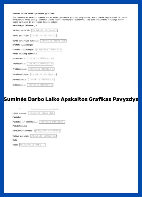 Infografika, iliustruojanti suminės darbo laiko apskaitos grafikų pavyzdžius ir skaičiavimus