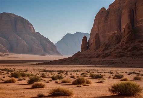 Wadi Rum dykumos peizažas su visureigiais