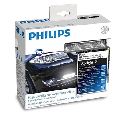 Philips DRL LED dienos žibintų montavimo schema ir išmatavimai.