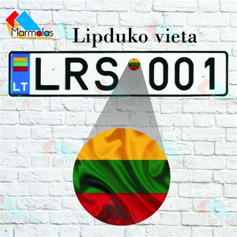 Lietuvos automobilio numerių lentelės pavyzdys su vėliava