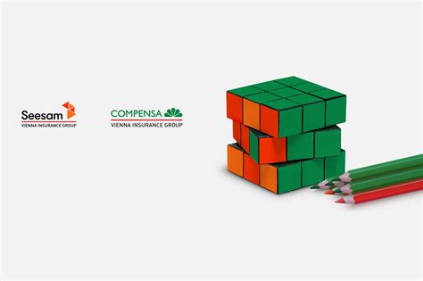 Draudimo bendrovių Compensa ir Seesam logotipų sujungimo vizualizacija