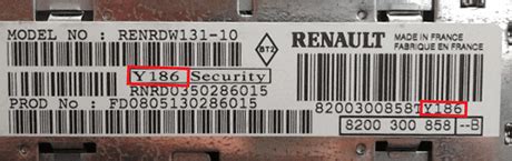 Pre-kodas ant Renault magnetolos korpuso