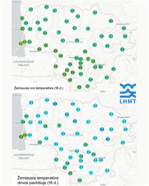 Žemėlapis: temperatūros rodmenų svyravimai skirtingose sezono sąlygose