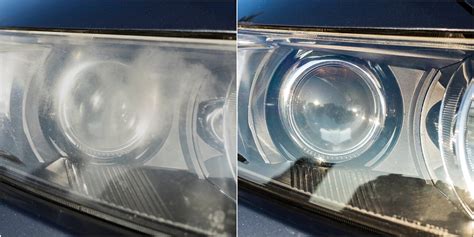 Nuotrauka: automobilio žibintas prieš ir po poliravimo/lakavimo