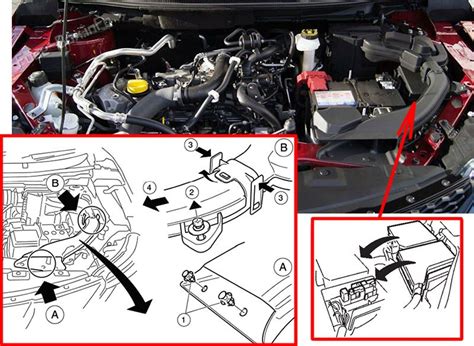 Nissan Qashqai variklio skyriaus schema