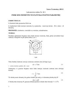 Inercijos momento skaičiavimo pavyzdys įvairioms formoms (cilindras, diskas).