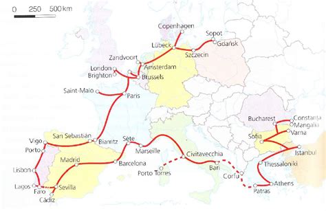 Schematinis Berthos Benz kelionės maršruto žemėlapis