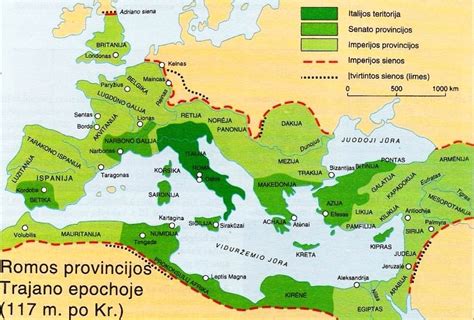 Antikos Romos žemėlapis, rodantis Augusto imperijos teritorijas