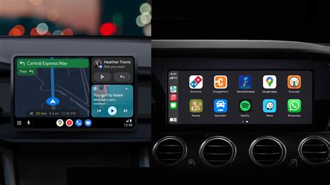 Android Auto ir Apple CarPlay logotipai
