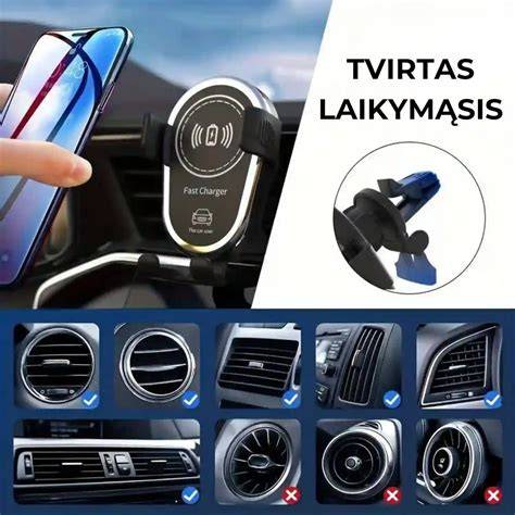 Infografika: belaidžio įkrovimo principas automobilyje