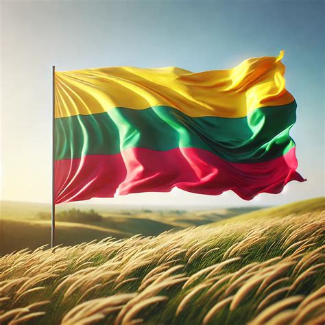 Teminis nuotrauka: sunkvežimis kelyje su Lietuvos vėliava