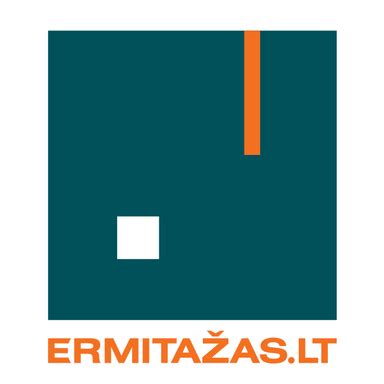 Ermitažo parduotuvės vidaus iliustracija su prekių ekspozicija