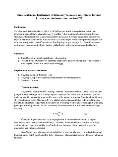 Diagrama: kinematinės klampos priklausomybė nuo temperatūros