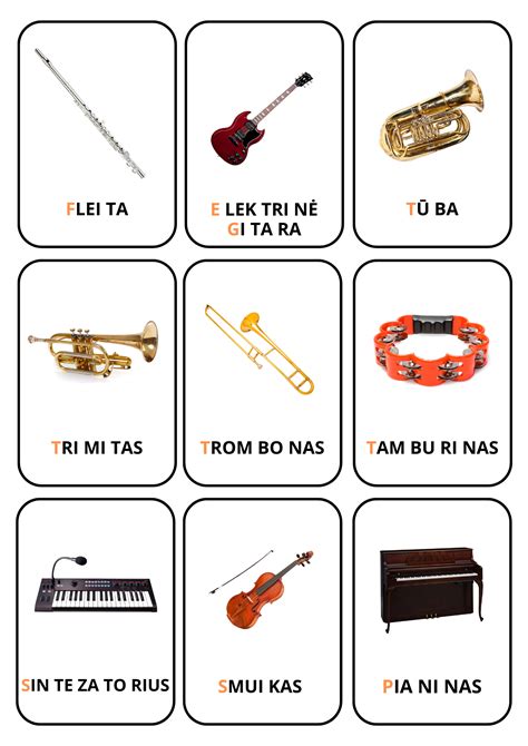 Rūtos Lipinaitytės atliekamos muzikos natos ir instrumentai