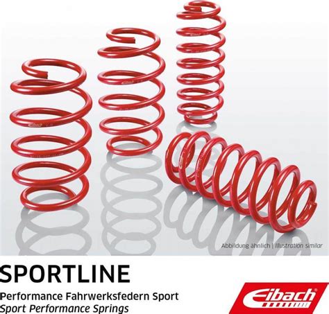 Eibach Pro-Kit ir Sportline spyruoklių skirtumų iliustracija
