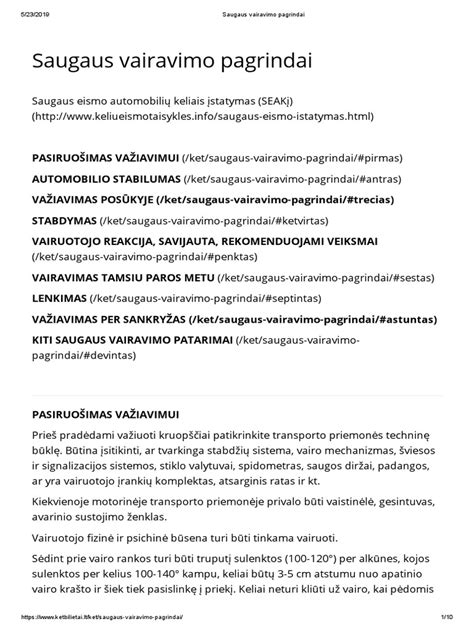 Infografika: Saugaus vairavimo pagrindai (KET laikymasis, atstumas, stabdymas, sukibimas)