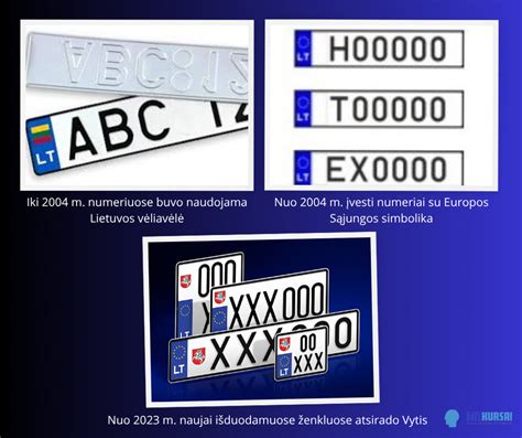 Pavyzdys, kaip atrodo automobilio numerio ženklai ir informacija apie jų saugojimą
