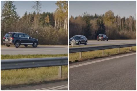 Vairavimo situacija: Automobilis su įjungtomis priešrūkinėmis šviesomis rūke
