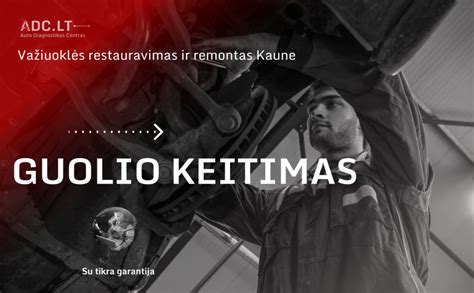Schematinis priekinio rato guolio pakeitimo proceso vaizdavimas